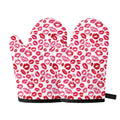 Red And Pink Lips Pattern Print Oven Mitts