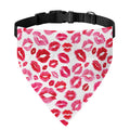 Red And Pink Lips Pattern Print Over The Collar Dog Bandana