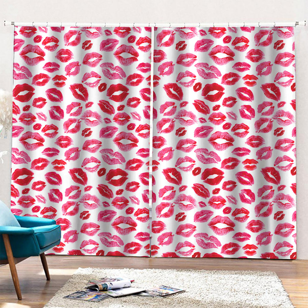 Red And Pink Lips Pattern Print Pencil Pleat Curtains