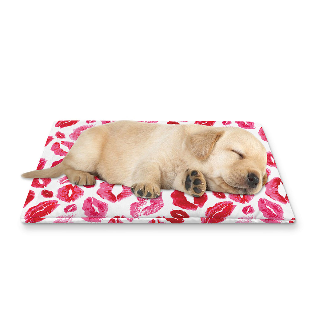 Red And Pink Lips Pattern Print Pet Cooling Mat Cover