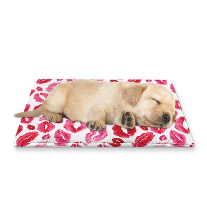 Red And Pink Lips Pattern Print Pet Cooling Mat Cover