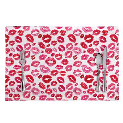 Red And Pink Lips Pattern Print Placemat