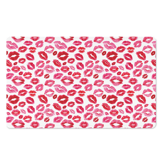 Red And Pink Lips Pattern Print Polyester Doormat