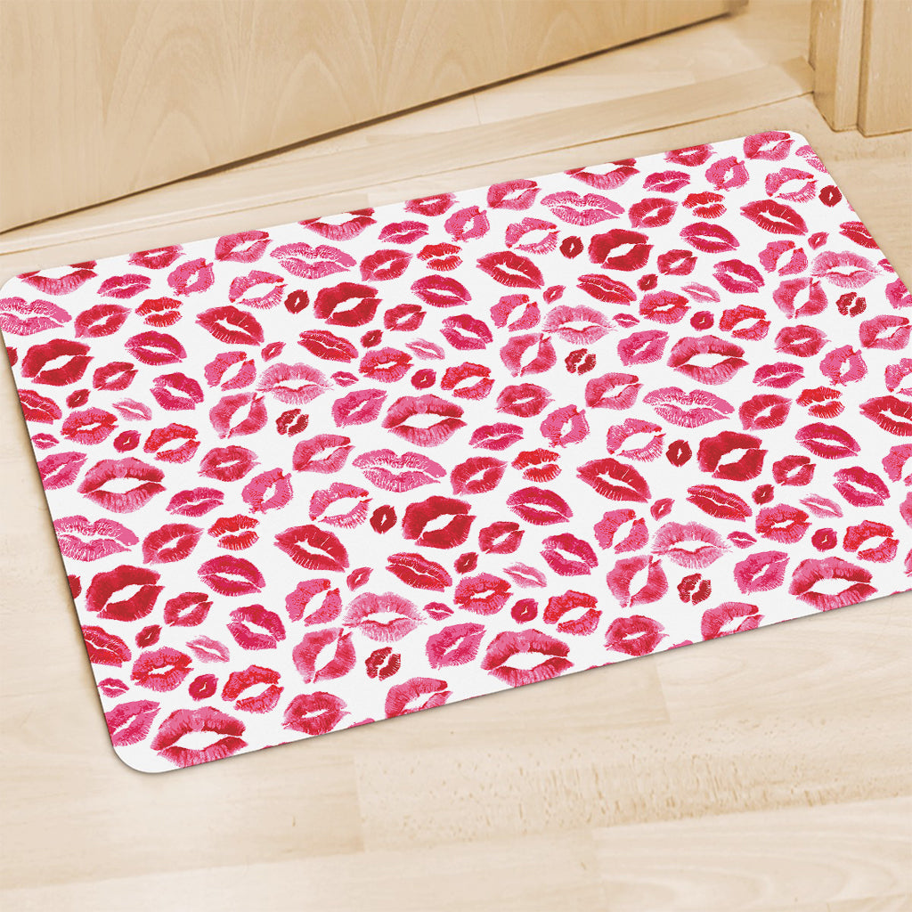 Red And Pink Lips Pattern Print Polyester Doormat
