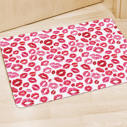 Red And Pink Lips Pattern Print Polyester Doormat