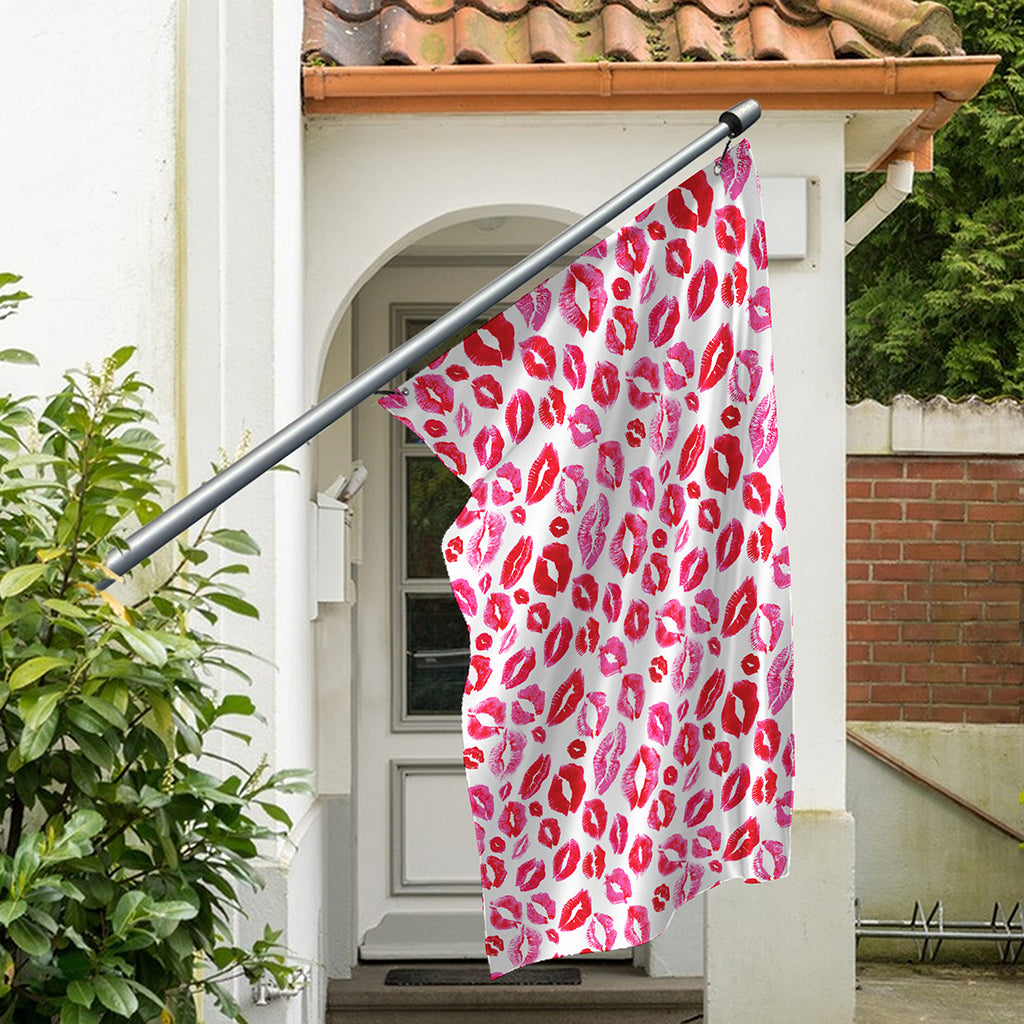 Red And Pink Lips Pattern Print Polyester Flag