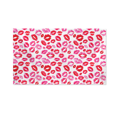 Red And Pink Lips Pattern Print Polyester Flag