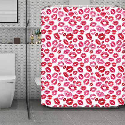 Red And Pink Lips Pattern Print Polyester Shower Curtain