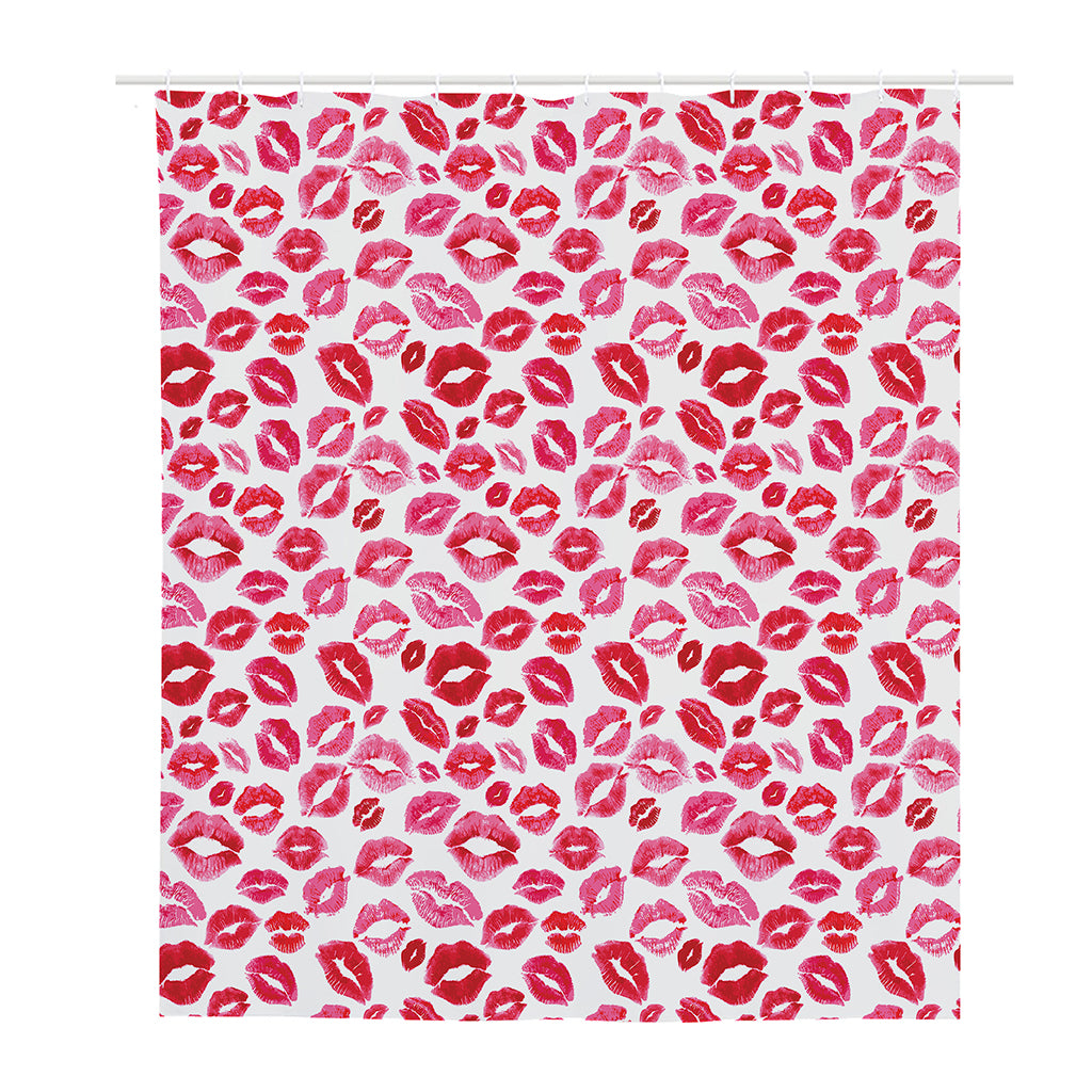 Red And Pink Lips Pattern Print Polyester Shower Curtain