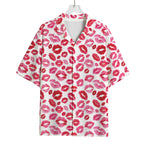 Red And Pink Lips Pattern Print Rayon Hawaiian Shirt