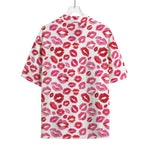 Red And Pink Lips Pattern Print Rayon Hawaiian Shirt