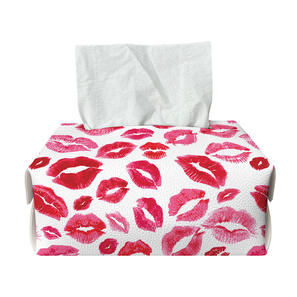 Red And Pink Lips Pattern Print Rectangle Tissue Box Cover