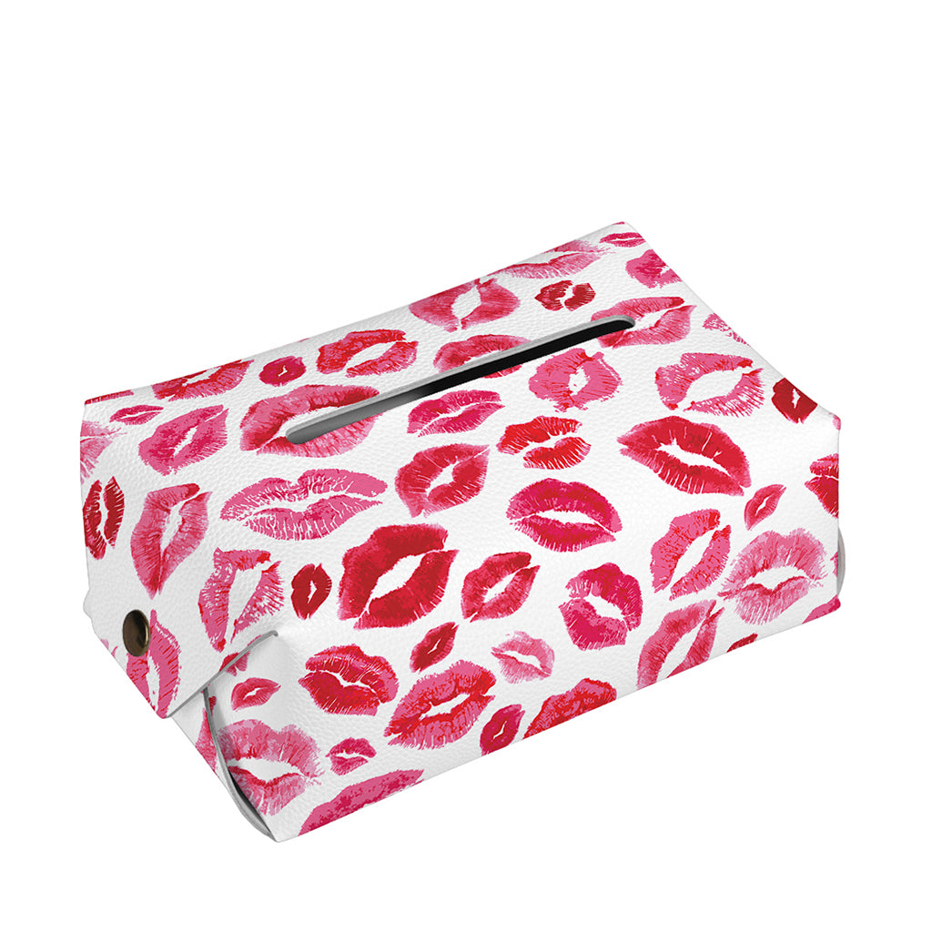 Red And Pink Lips Pattern Print Rectangle Tissue Box Cover