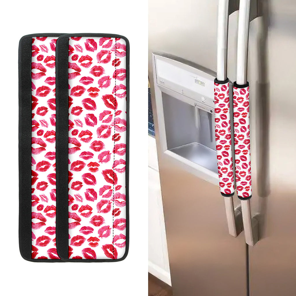 Red And Pink Lips Pattern Print Refrigerator Handle Covers