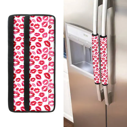 Red And Pink Lips Pattern Print Refrigerator Handle Covers