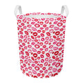 Red And Pink Lips Pattern Print Round Laundry Basket