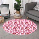Red And Pink Lips Pattern Print Round Rug