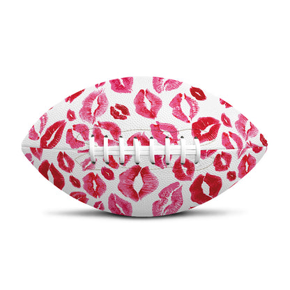 Red And Pink Lips Pattern Print Rugby Ball