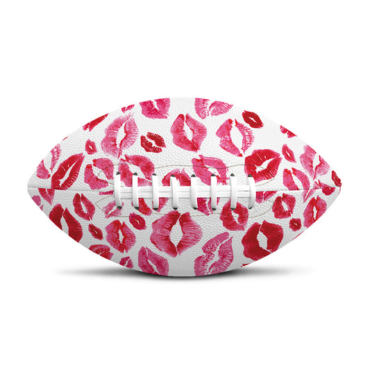 Red And Pink Lips Pattern Print Rugby Ball
