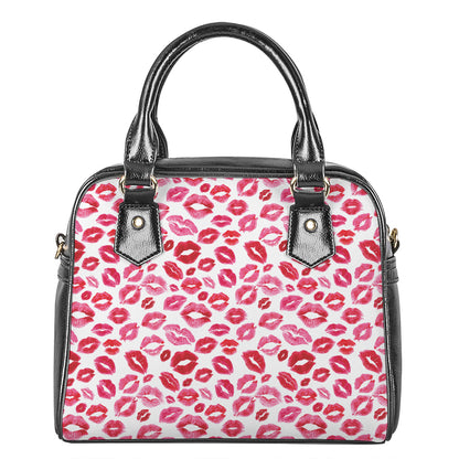 Red And Pink Lips Pattern Print Shoulder Handbag