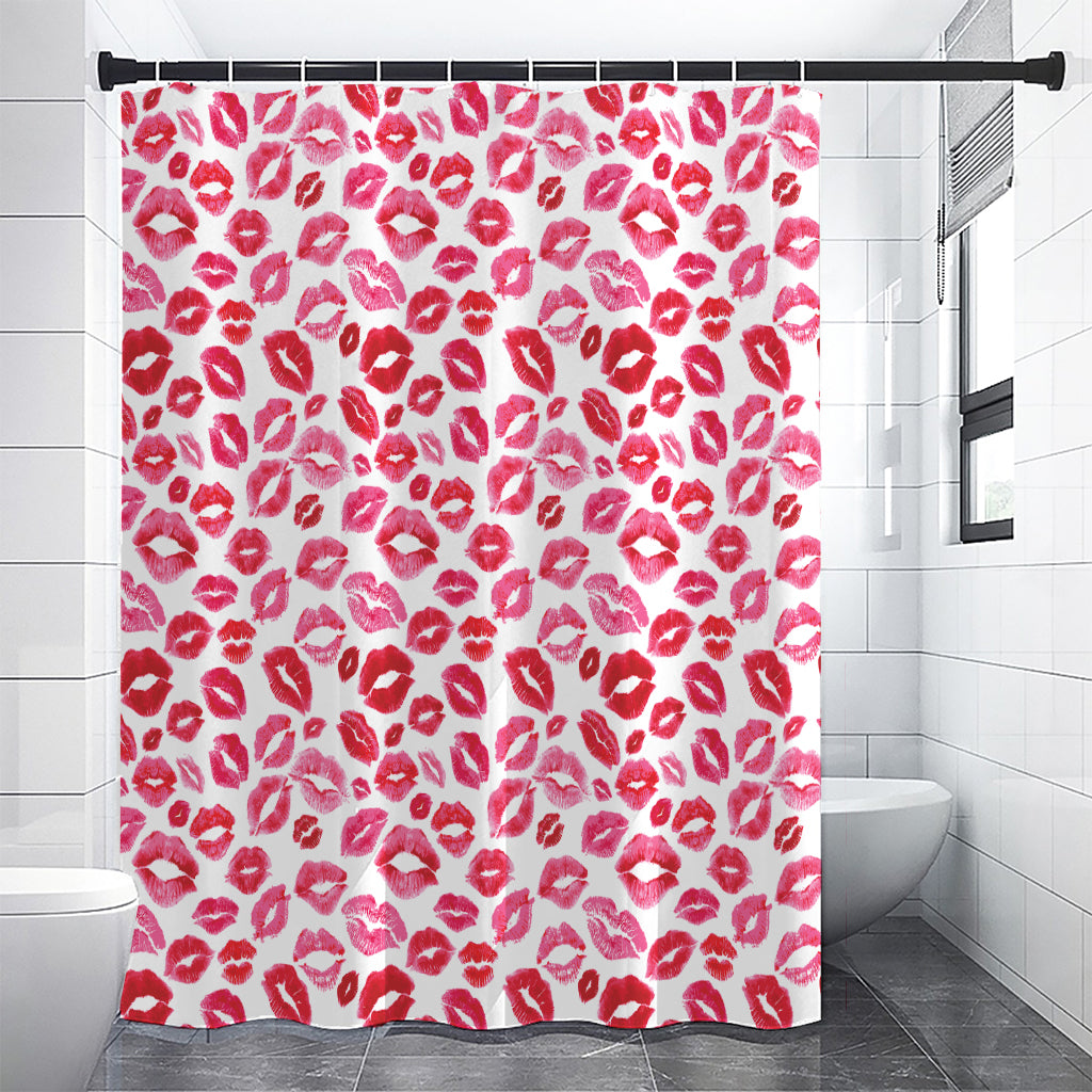 Red And Pink Lips Pattern Print Shower Curtain