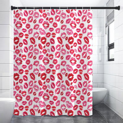 Red And Pink Lips Pattern Print Shower Curtain