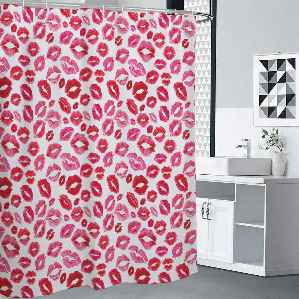 Red And Pink Lips Pattern Print Shower Curtain
