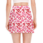 Red And Pink Lips Pattern Print Side Slit Mini Skirt