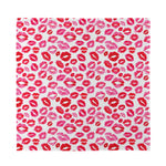 Red And Pink Lips Pattern Print Silk Bandana