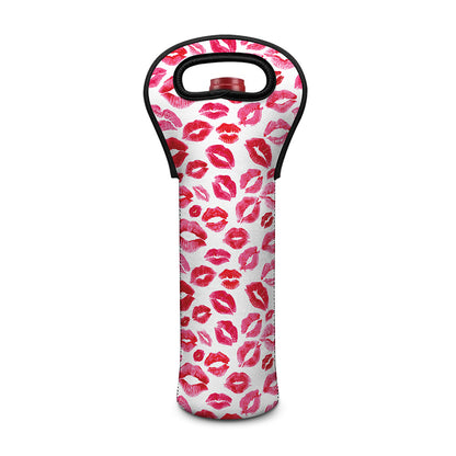 Red And Pink Lips Pattern Print Single Neoprene Wine Tote