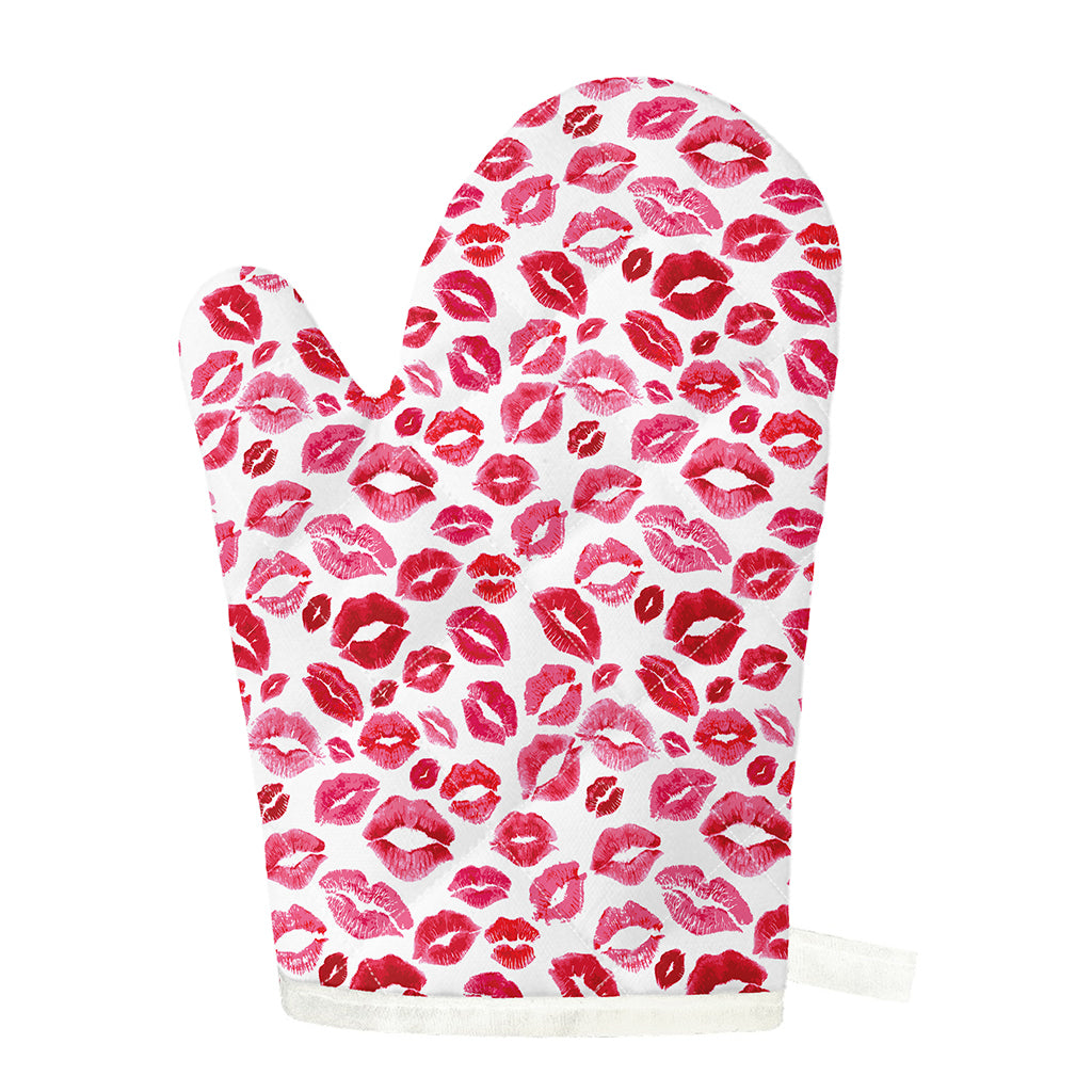Red And Pink Lips Pattern Print Single Oven Mitt