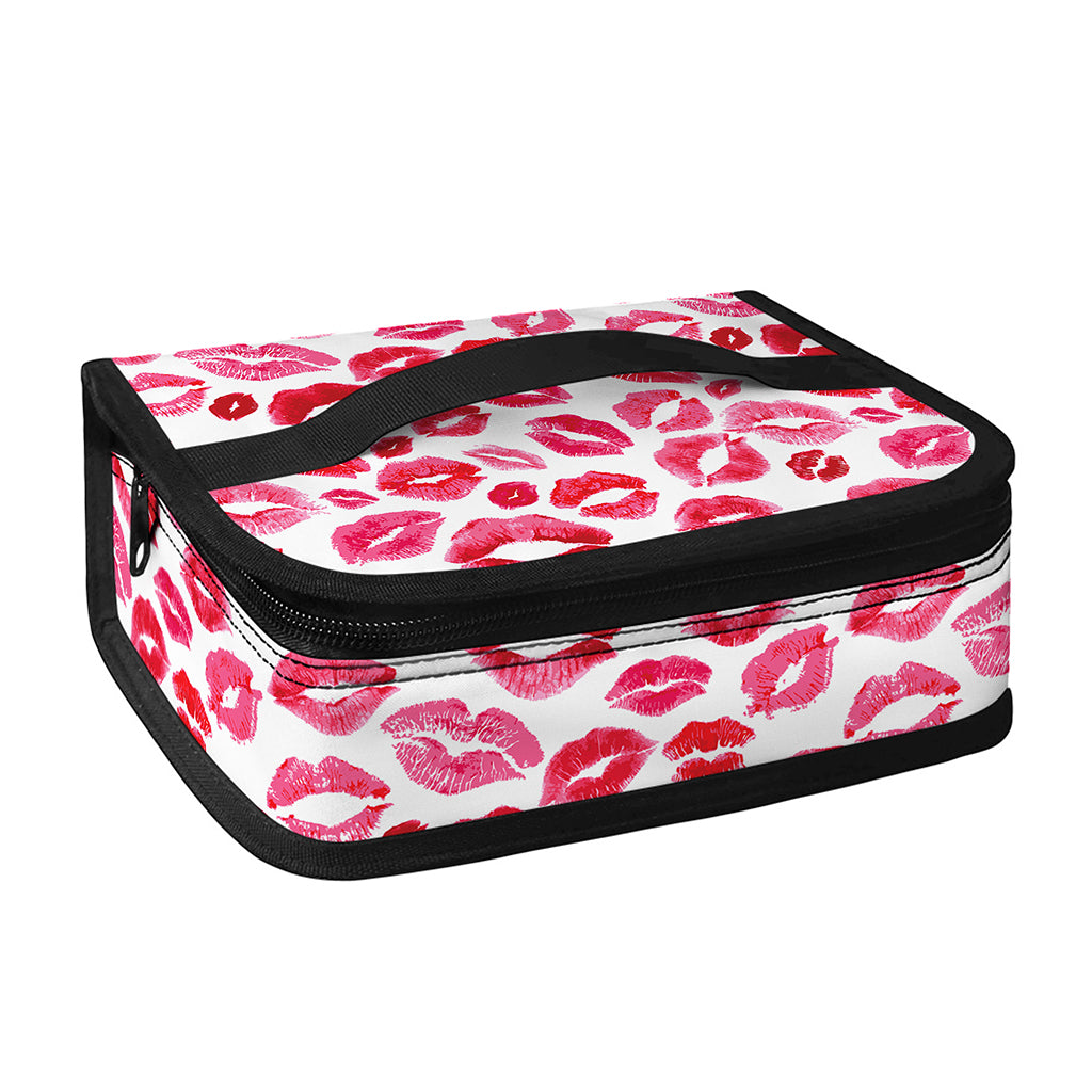 Red And Pink Lips Pattern Print Small Lunch Bag