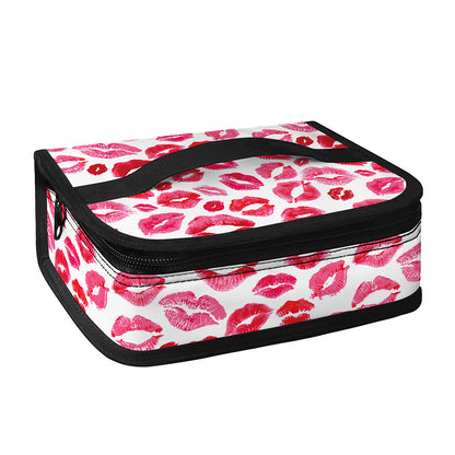 Red And Pink Lips Pattern Print Small Lunch Bag