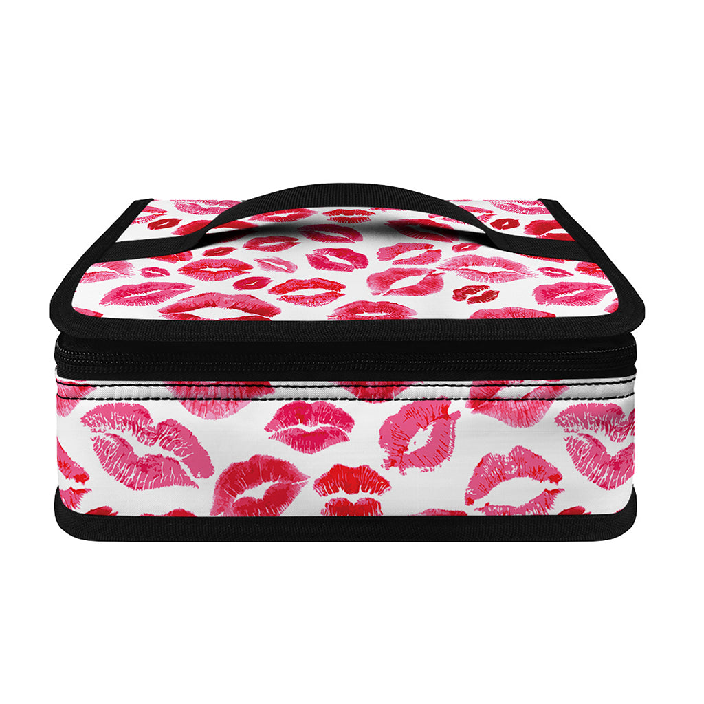 Red And Pink Lips Pattern Print Small Lunch Bag