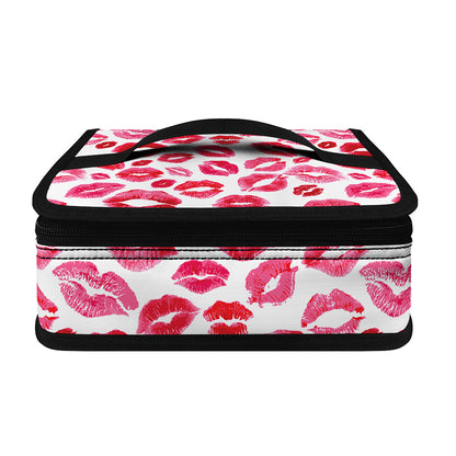 Red And Pink Lips Pattern Print Small Lunch Bag