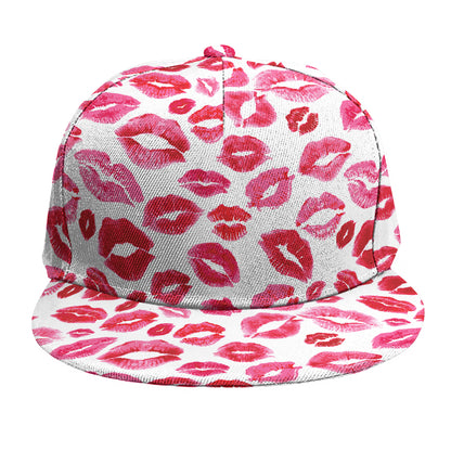 Red And Pink Lips Pattern Print Snapback Cap