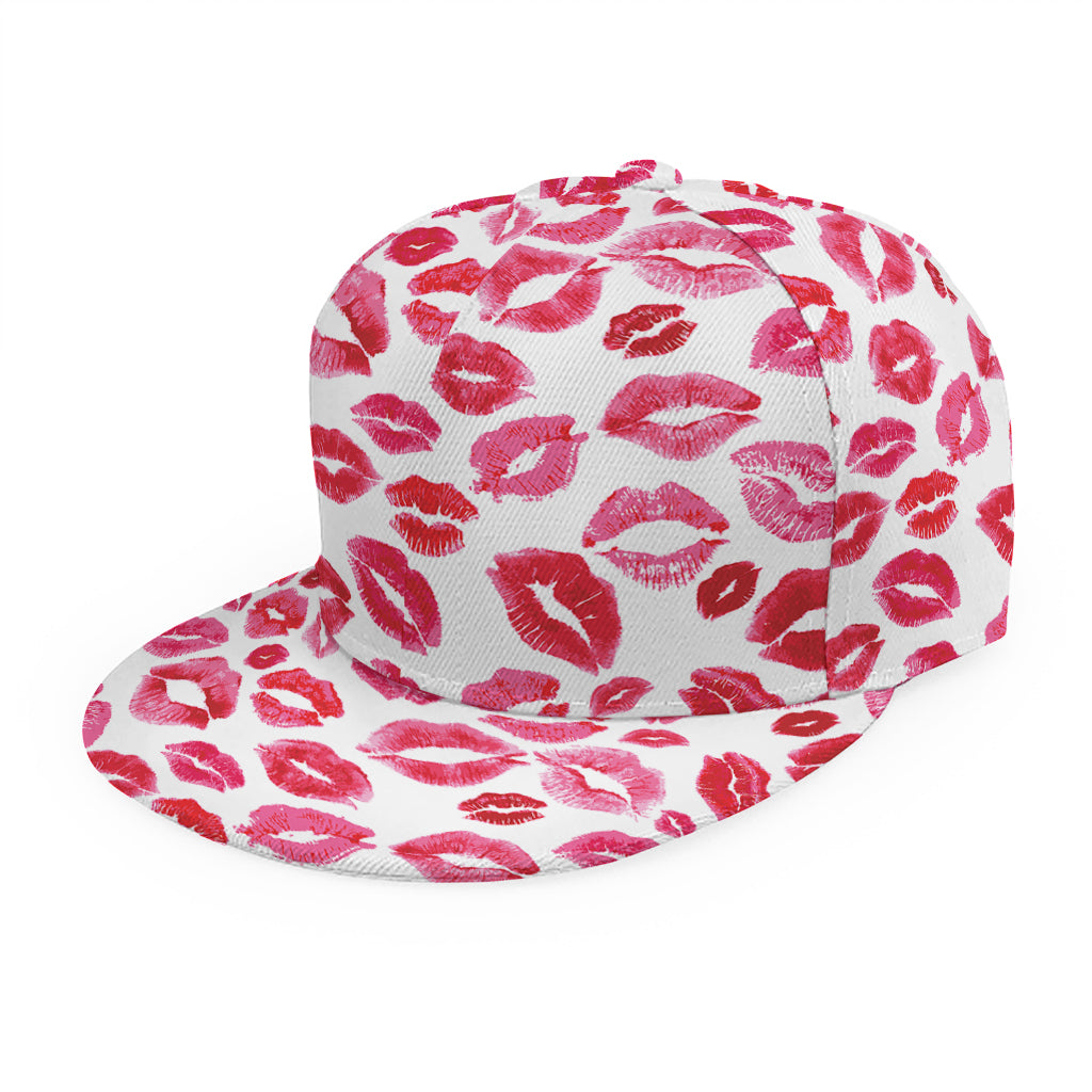 Red And Pink Lips Pattern Print Snapback Cap