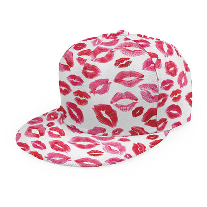 Red And Pink Lips Pattern Print Snapback Cap