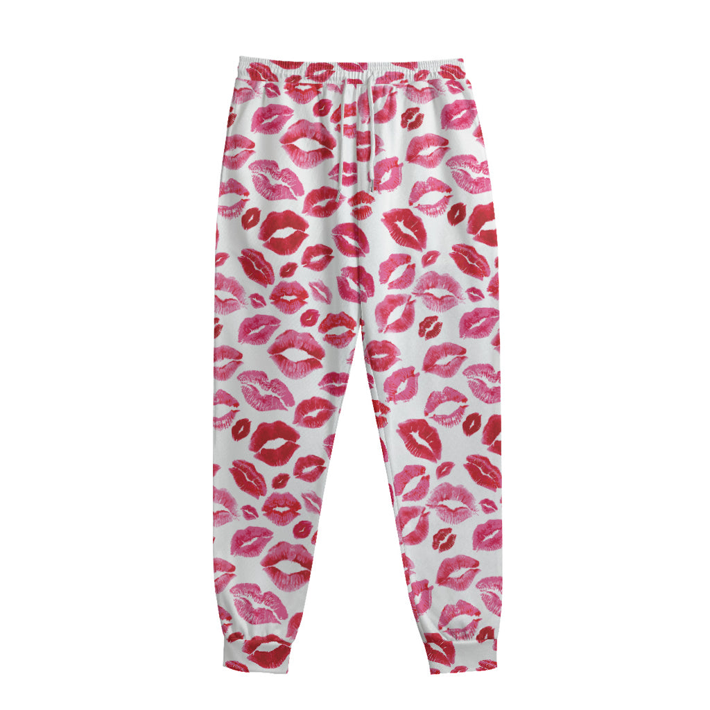 Red And Pink Lips Pattern Print Sweatpants