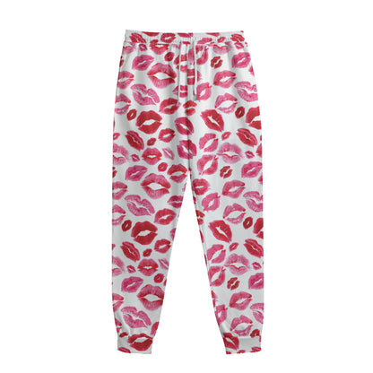 Red And Pink Lips Pattern Print Sweatpants