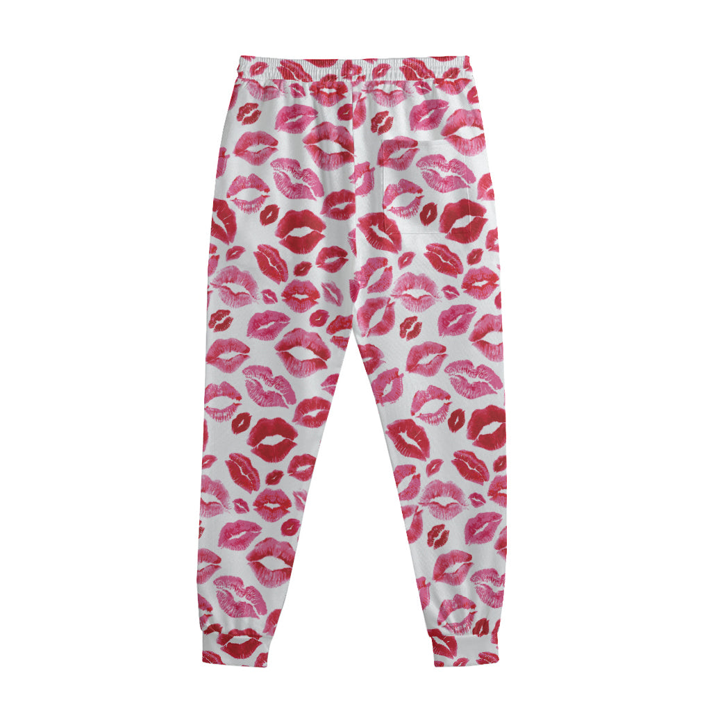 Red And Pink Lips Pattern Print Sweatpants