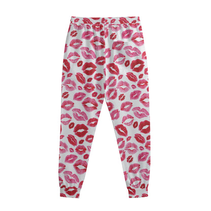 Red And Pink Lips Pattern Print Sweatpants