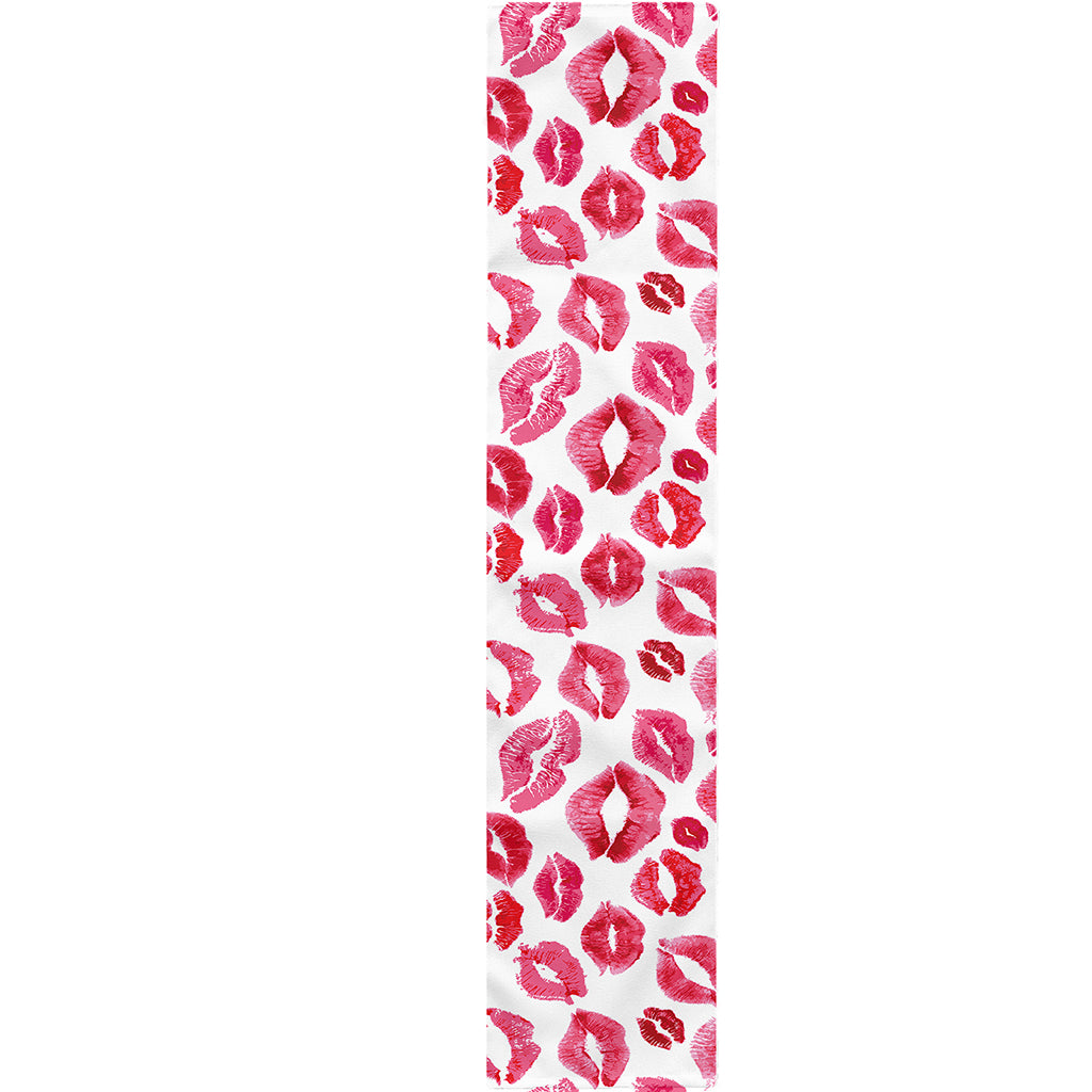 Red And Pink Lips Pattern Print Table Runner