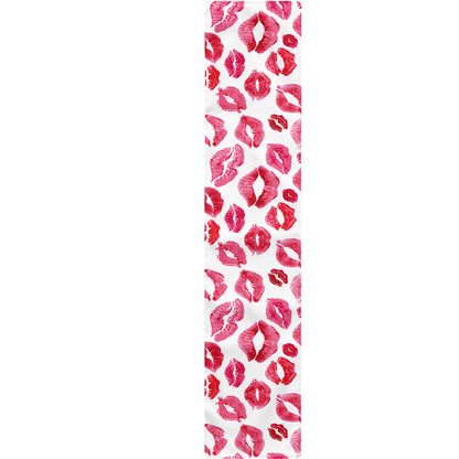 Red And Pink Lips Pattern Print Table Runner