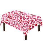 Red And Pink Lips Pattern Print Tablecloth