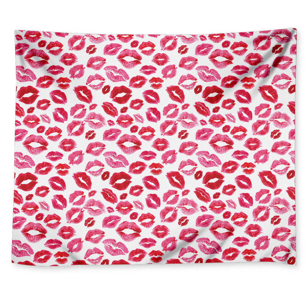 Red And Pink Lips Pattern Print Tapestry
