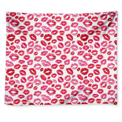 Red And Pink Lips Pattern Print Tapestry