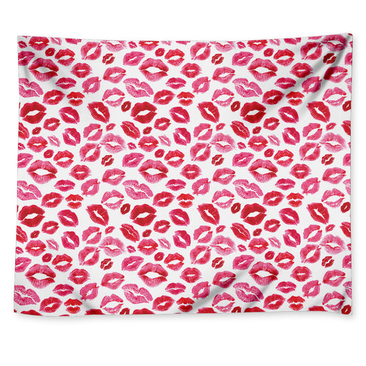 Red And Pink Lips Pattern Print Tapestry
