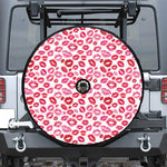 Red And Pink Lips Pattern Print Tire Cover With Camera Hole