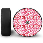 Red And Pink Lips Pattern Print Tire Cover With Camera Hole